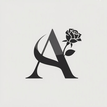Letter A with rose icon. Vector design elements for your application or corporate identity.の素材