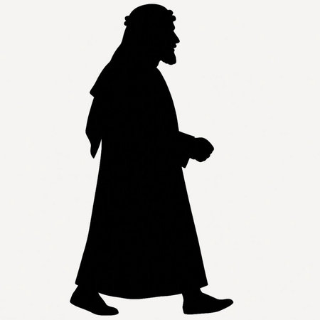 The image of the silhouette of the saint joseph on a white backgroundの素材