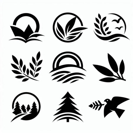 Set of nature icons. Collection of design elements. Vector illustration.の素材