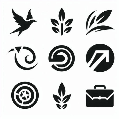 set of black icons on a white background for graphic design and web designの素材