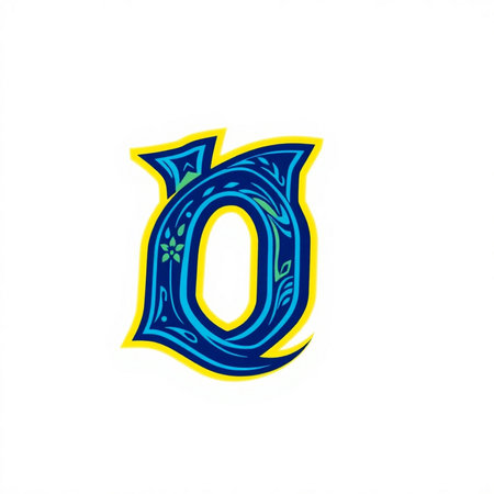 letter O in the form of a blue pattern on a white backgroundの素材