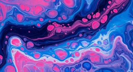 Abstract background of acrylic paints in blue and pink tones. Liquid marble pattern.の写真素材