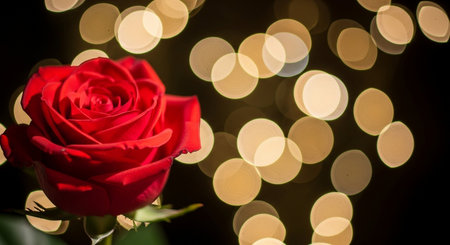 Beautiful red rose on bokeh background, Valentine's dayの写真素材