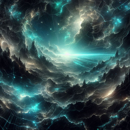 Abstract fractal. Fractal art background for creative design. Decoration for wallpaper, desktop, poster, cover booklet. Print for clothes, t-shirt. Creative illustration for designの素材