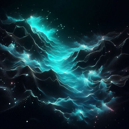 Futuristic abstract background with glowing particles. 3D rendering.の素材