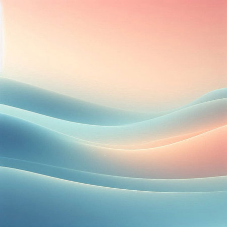 abstract background with smooth lines in shades of blue, orange and pinkの素材