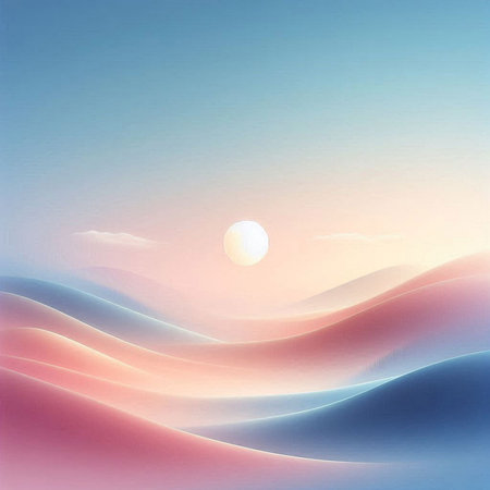 Sunset over the sea. Abstract watercolor illustration. Digital painting.の素材