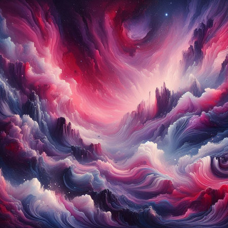 Abstract cosmic background. Multicolored nebula. 3D renderingの素材