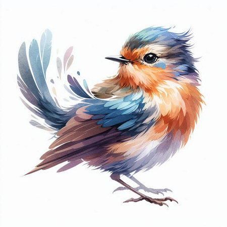 Hand drawn illustration of a bluebird isolated on a white background.の素材
