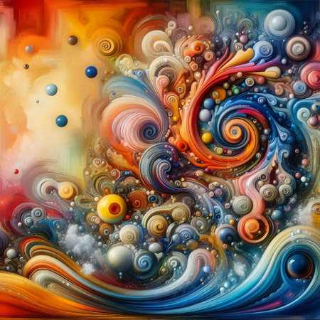 abstract colorful background with swirls and circles in watercolor styleの素材