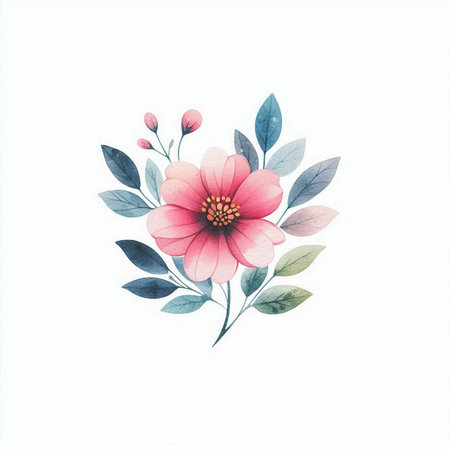 Watercolor floral bouquet isolated on white background. Hand-drawn illustration.の素材