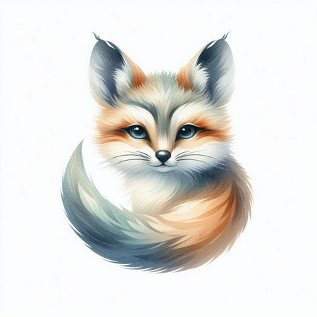 Portrait of a fox. Watercolor illustration isolated on white background.の素材