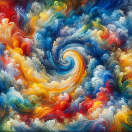 abstract colorful background with swirls and curves in blue and redの素材