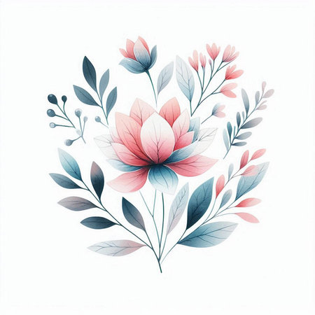 Hand drawn watercolor floral bouquet isolated on white background. Vector illustration.の素材