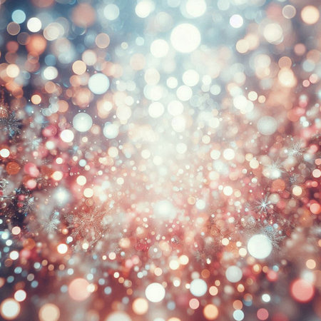 Abstract christmas background with bokeh defocused lights and starsの素材
