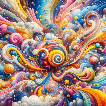 abstract colorful background with swirls and curves. 3d renderingの素材