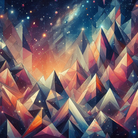 Abstract geometric background with triangles and stars. Polygonal vector illustration.の素材