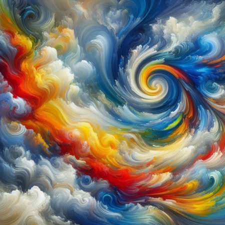 abstract colorful background with swirls in the form of a rainbowの素材