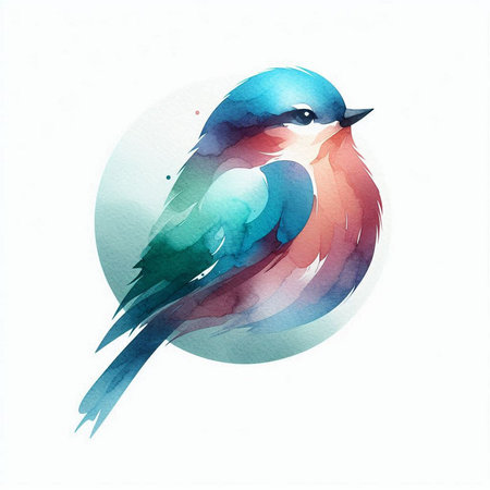 watercolor painting of a bird on a white background, vector illustrationの素材