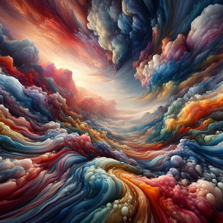 abstract background with stormy clouds and rainbow colors. 3d renderの素材