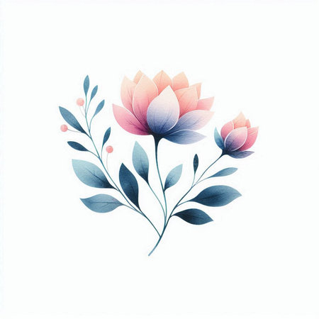 Beautiful watercolor flowers on a white background. Vector illustration.の素材