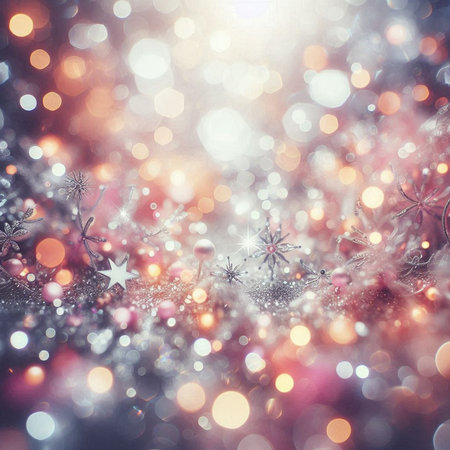 Christmas background with snowflakes and bokeh lights. New Year backgroundの素材