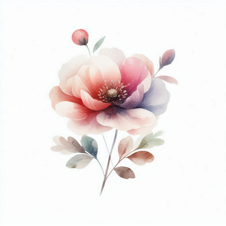 watercolor painting of flowers, on white background, illustration for designの素材