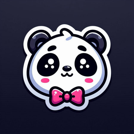 Cute panda with bow tie. Hand drawn vector illustration.の素材