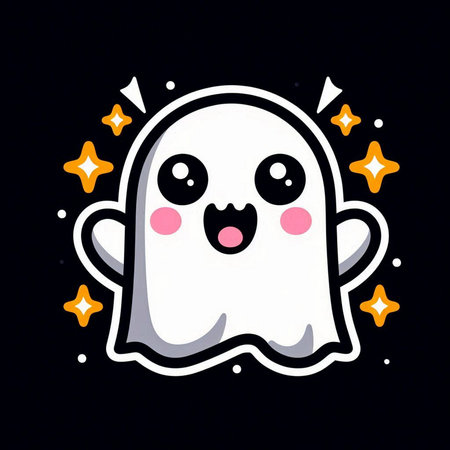 Ghost cartoon icon. Vector illustration of cute ghost. Hand drawn ghost.の素材