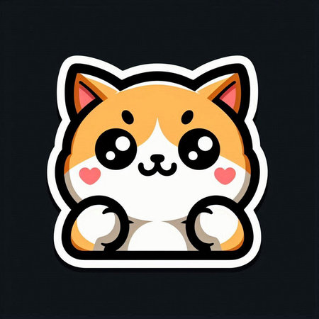 Cute Shiba Inu dog cartoon sticker. Vector illustration.の素材