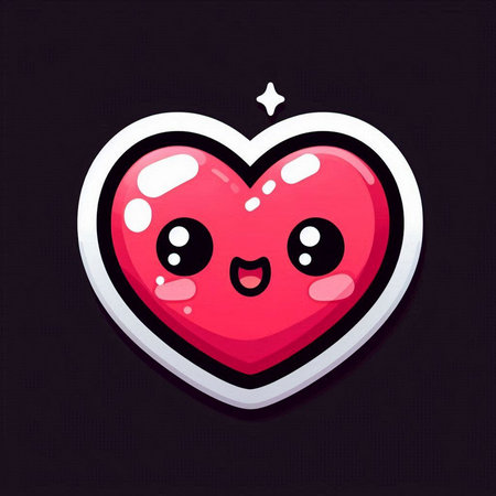 Cartoon heart icon. Valentines day card. Vector illustration.の素材