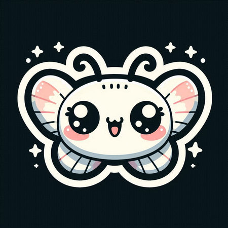 Cute kawaii monster on black background. Vector illustration.の素材