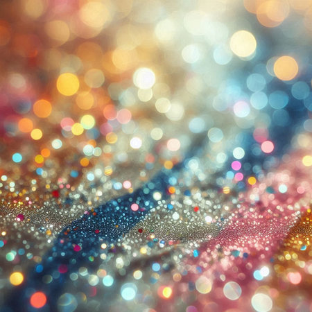 Abstract colorful background with bokeh defocused lights and stars.の素材
