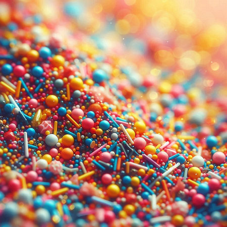 Colorful sprinkles on a blurred background. Close-up.の素材