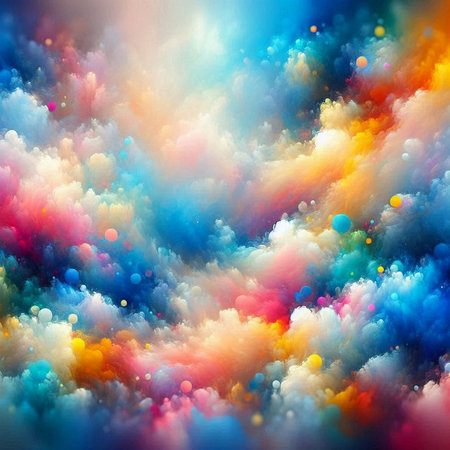 Colorful abstract background with rainbow effect. Fantasy fractal texture. Digital art. 3D rendering.の素材
