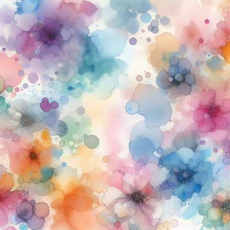 Seamless pattern with watercolor flowers. Hand-drawn illustration.の素材