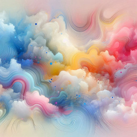 Abstract watercolor background. Colorful rainbow illustration. Digital painting.の素材