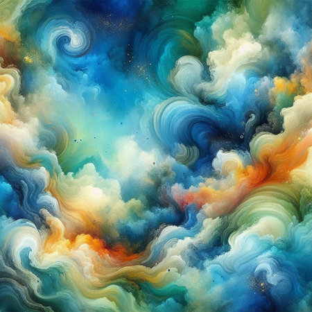 Abstract colorful watercolor background. Digital art painting. Computer generated illustration.の素材