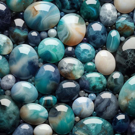 Seamless texture of blue semiprecious stones as a backgroundの素材