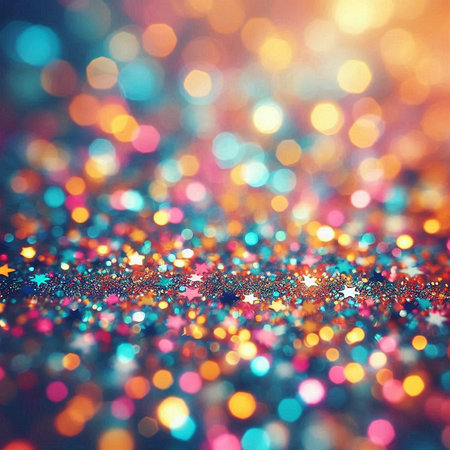 abstract background with bokeh defocused lights and stars - holiday backgroundの素材