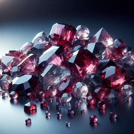 Beautiful bright crystals on a dark background. Jewelry background.の素材