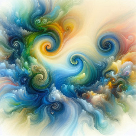 abstract background with blue and yellow waves. digitally generated image.の素材