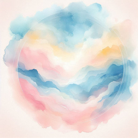 Abstract watercolor background. Digital art painting. Colorful gradient.の素材