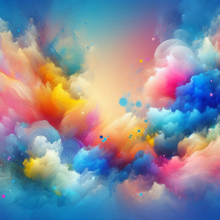 Abstract colorful watercolor background. Digital art painting. 3D rendering.の素材