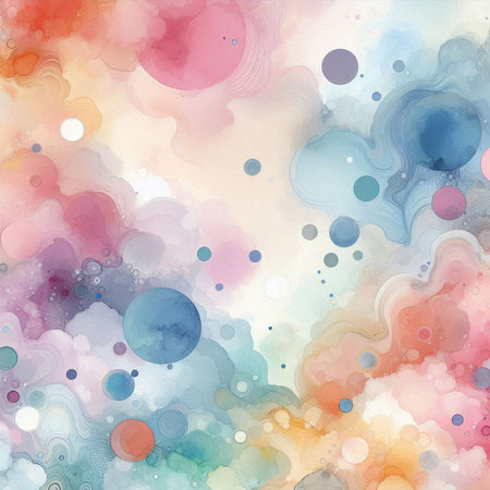 Abstract watercolor background with colored spots and splashes. Hand-drawn illustration.の素材