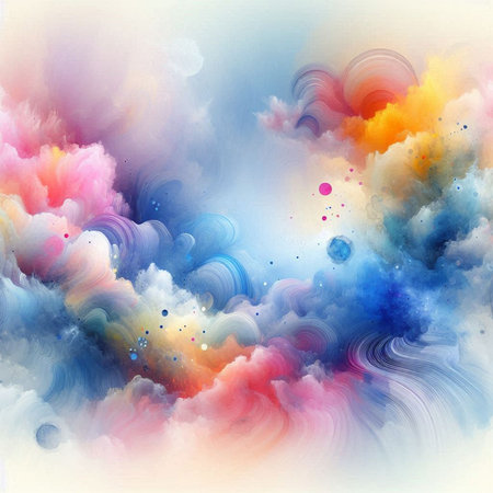 Abstract colorful watercolor background. Digital art painting. Illustration.の素材