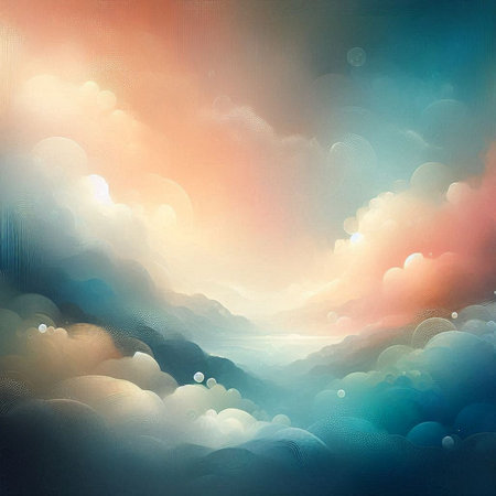 abstract background with clouds and rays of light. Digital painting.の素材