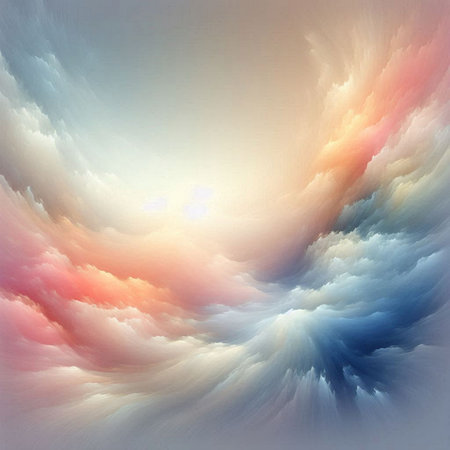 Abstract background. Blue and orange palette. Raster fractal graphics.の素材