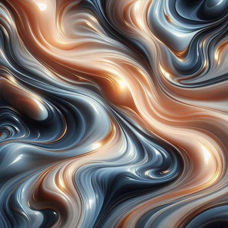 abstract background with smooth lines and waves in brown and blue colorsの素材