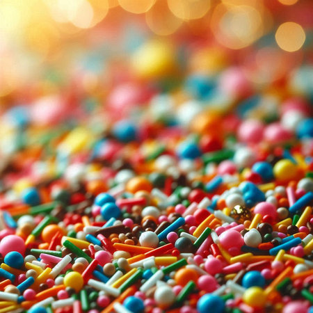 Colorful sprinkles on a blurred background. Selective focus.の素材